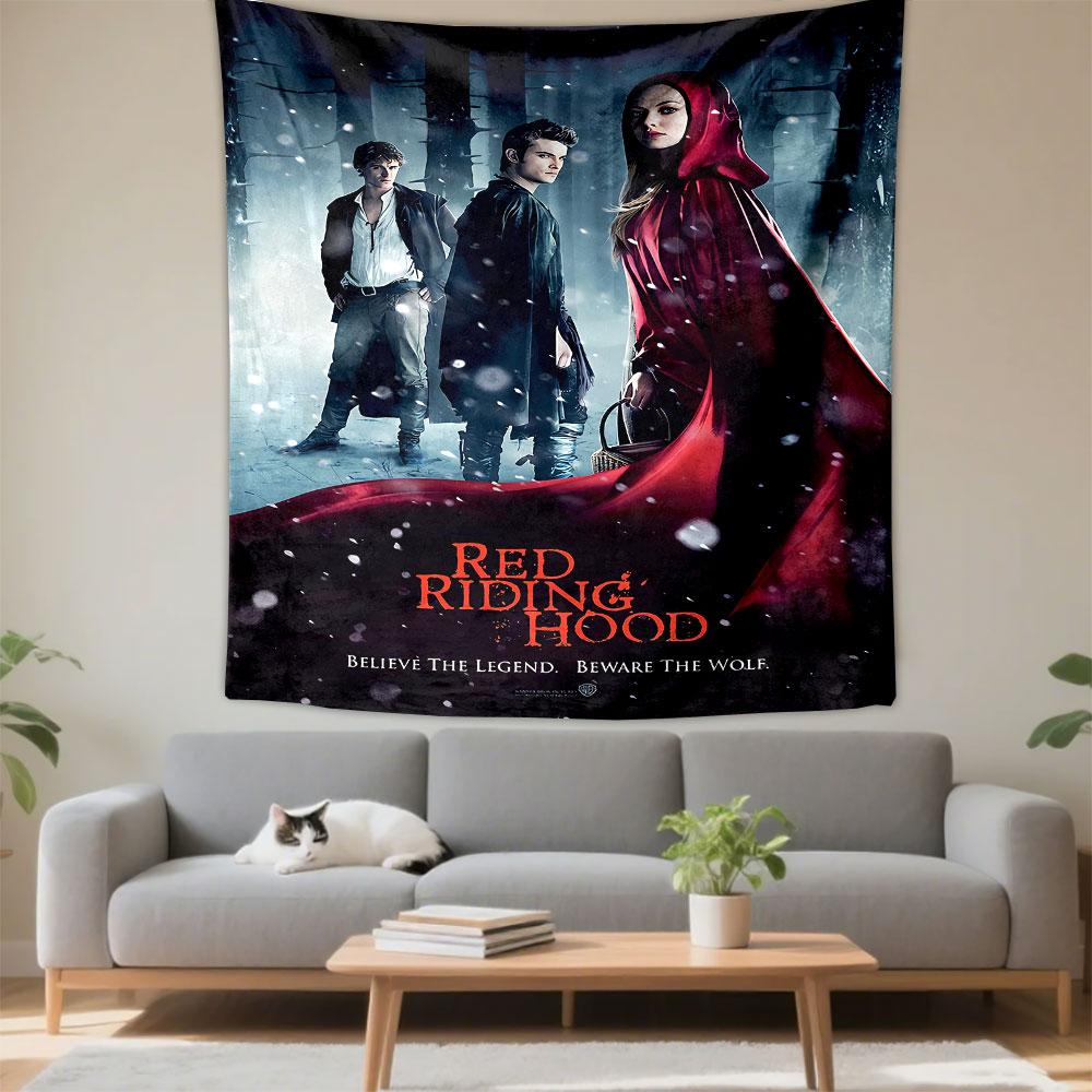 Red Riding Hood Tapestry Wall Hanging, Believe the Legend Movie Art, Dark Fairy Tale Wall Decor for Bedroom Dorm