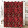 Luxury Bath Curtain with Vintage Metal Embossing Red Waterproof Shower Curtain for Home Decor (180x180cm)