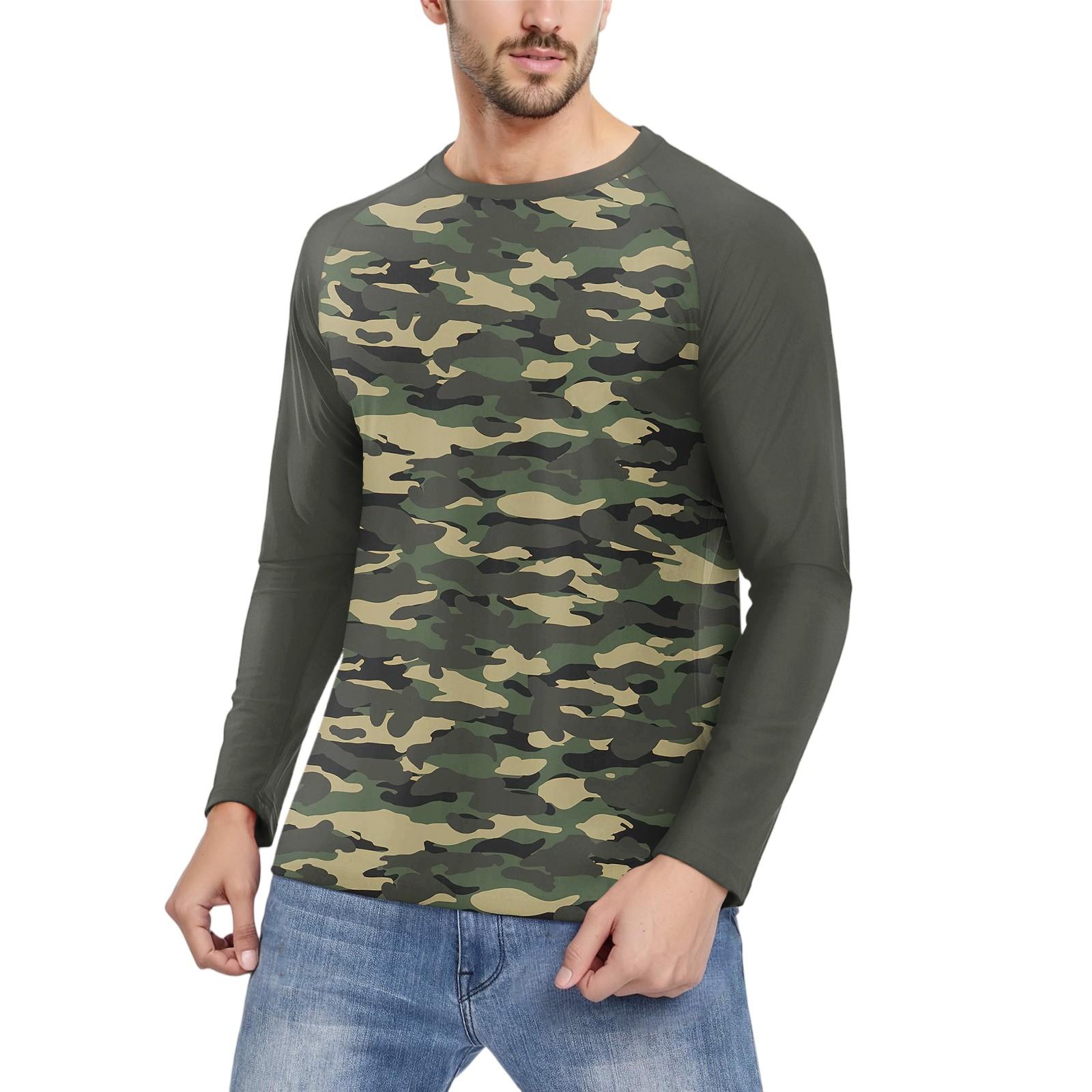 

Мужская мода принтованный реглан длинный рукав спортивный топ L