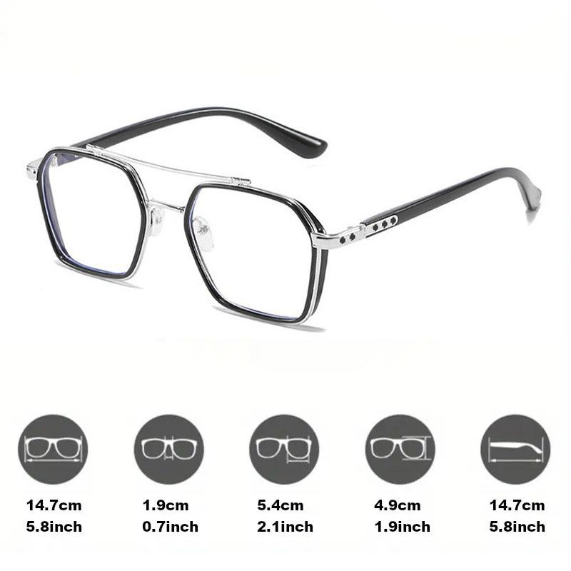 Men and Women Polygon Double Beam Anti Blue Light Flat Mirror Computer Eyeglasses