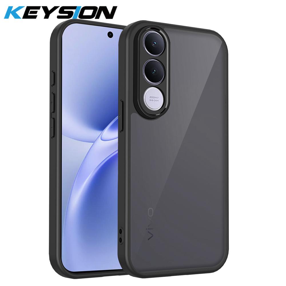 

KEYSION Matte Translucent Black Phone Case for VIVO V70 FE Soft Silicone+PC Anti-slip Shockproof Back Cover for VIVO V70 FE 5G for VIVO V70 FE чёрный