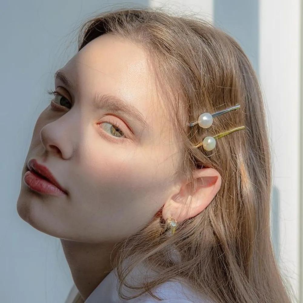 Simple Freshwater Pearl Hairpin JP-21-024BP Gold