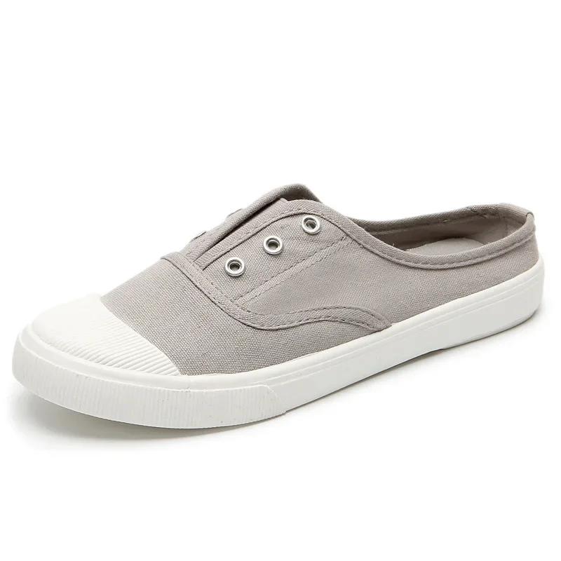 Women's Vulcanized Shoes 2024 Summer New Half Slippers Canvas Shoes Women Thin Style Student Versatile Casual Shoes