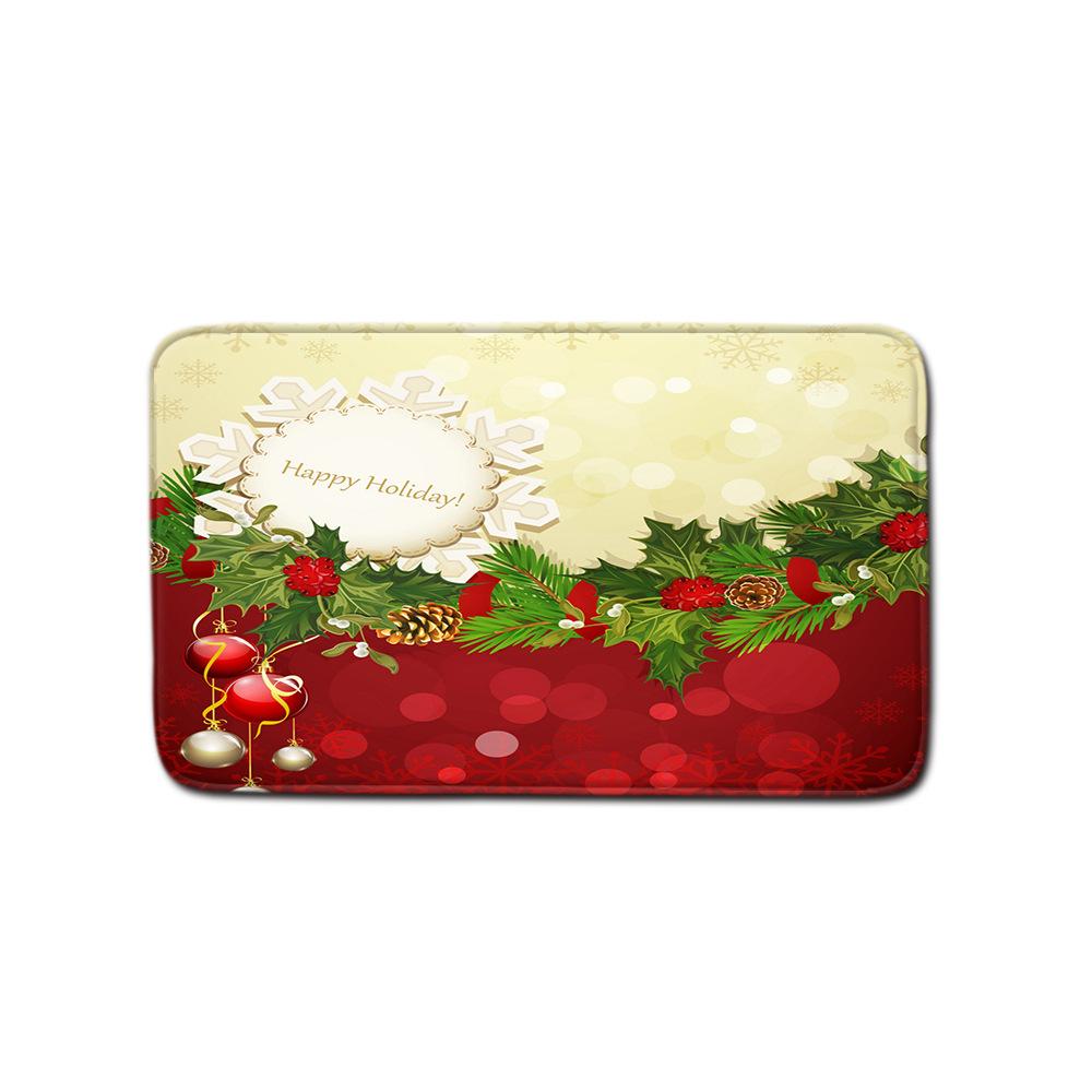 Christmas Shower Curtain Floor Mat Combination Four-Piece Set Bathroom Toilet Carpet Shower Room Mat Foot Mat