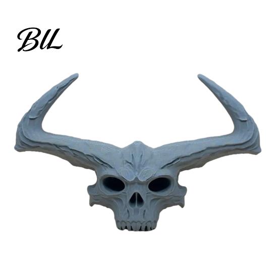 Gothic Skull Decoration 3D Printed Giant Figurine, Flame Halloween Figurine Statue, Party Sculpture for Home серый