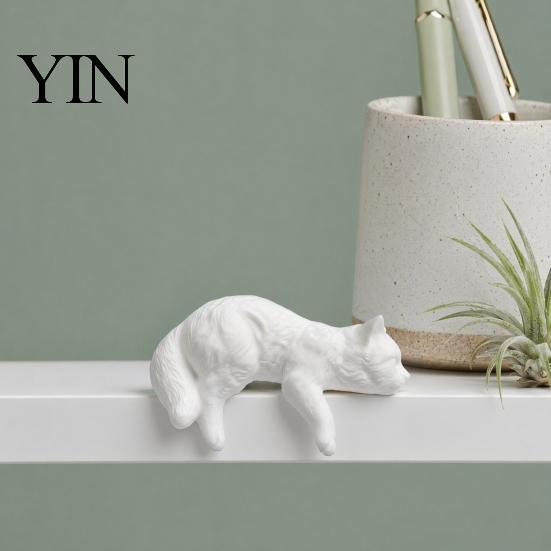Cat Shelf Decoration Cute Figurine Computer Monitor Decor, 3D Printed Screen TV Topper, Small Kitten Car Dashboard Ornament for Rearview Mirror,