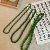 New Chinese-style green ingot buckle necklace women's light luxury niche high-end sense beaded collarbone chain retro temperament match