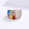 Silver Exquisite Color Epoxy Enamel Irregular Pattern Ring Ladies Birthday Party Fashion Jewelry Gift