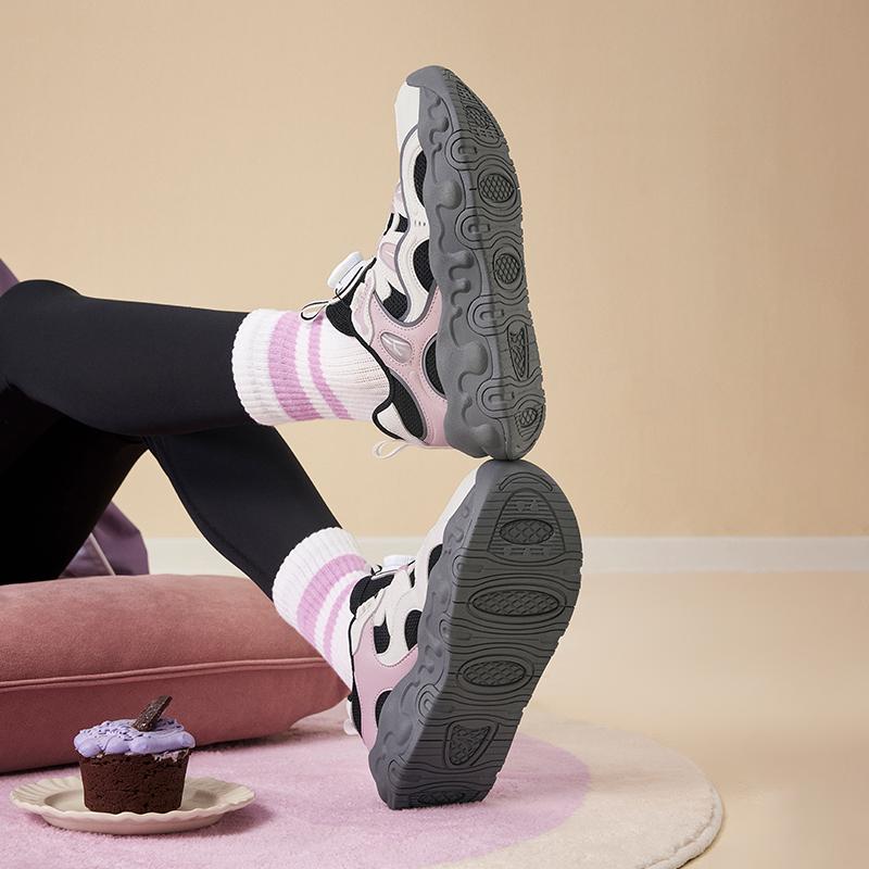 Anta Childrens Brownie Synthetic Leather Mesh Fashion Versatile Trendy Thick Sole Non-Slip Wear-Resistant Breathable Low-Top Casual Shoes A22538809