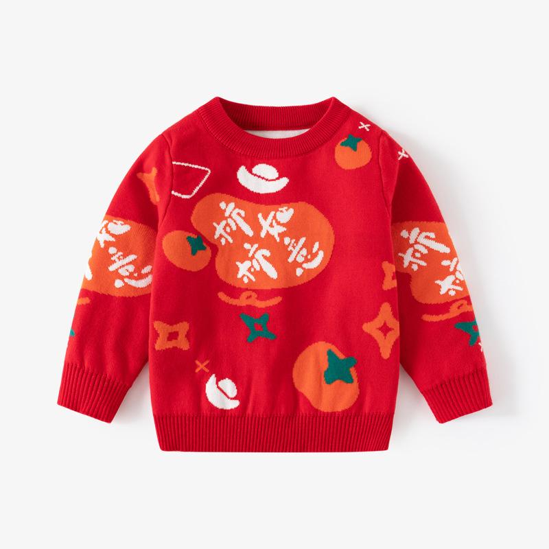 

Зимняя детская одежда, большой красный свитер для мальчиков, модная детская двухслойная хлопковая нить, ежегодная одежда, верхняя часть, детская праздничная нить, рубашка 140 красный