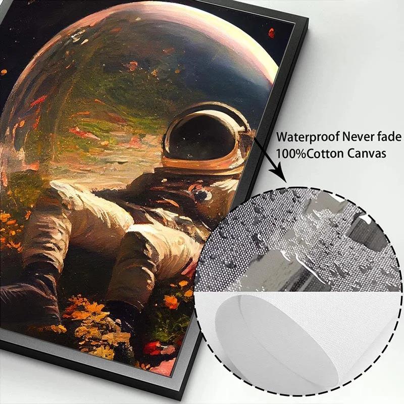 My Space Date Mural My Space Surfing Day Canvas Posters Prints Astronaut's Space Journey Canvas Painting for Home Room Decor