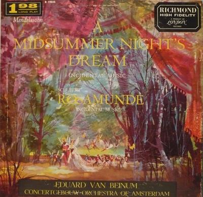 Disque LP FELIX MENDELSSOHN-BARTHOLDY, FRANZ  - Le Songe d'une nuit d'été / Rosamun B19035 Richmond Canada Classique Occasion
