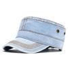 Unisex Korean Style Washed Denim Military Cap – Outdoor Sun Protection Flat Top Casual Peaked Hat