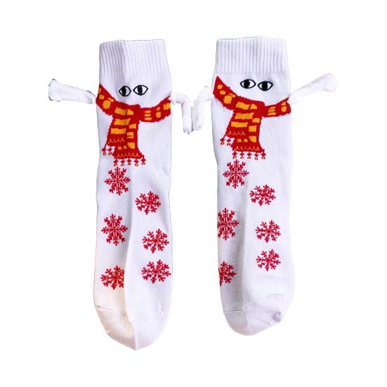 1 pár kreslených magnetů Ručně spojující ponožky Pletené barvy ladící s vánočním stylem Elastické Protiskluzové Teplé Bez zápachu Slavnostní Nový rok Ponožky ze střední trubice