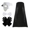 Adult Magicians Costume With Wizard Cape Gloves Bowtie Half Face Mask Halloween Costumes for Cosplay Dressing Up Party