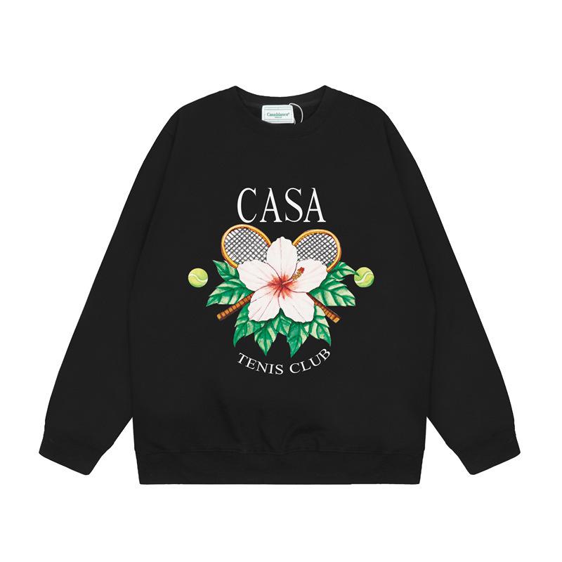 American Trendy Brand Casablanca Crew Neck Sweater Hoodie Men's Couple Ins Autumn and Winter Thickened Long-sleeved Women's T