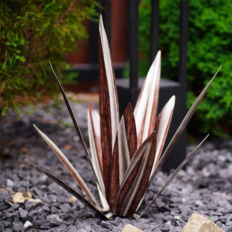 Agave Garden Decorations for Outdoor Yard Stake Hand Painted Tequila Sculpture
