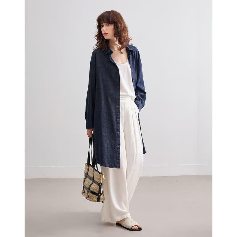 Demana Women's Loose Fit Denim Shirt Dress