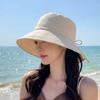 UV Blocking Wide-brimmed Sun Hat for Women Lightweight Foldable with Bow for Boating Adventures