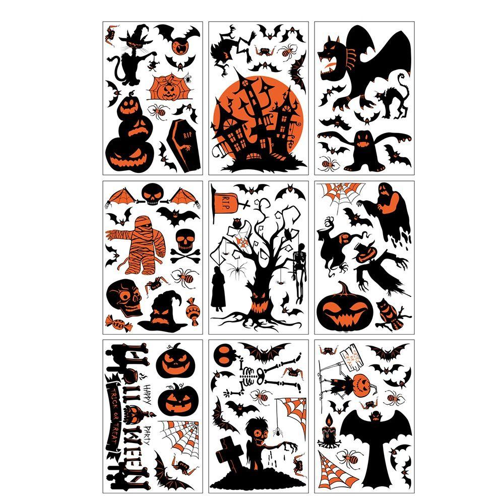 

9pcs/pack Pumpkin Printed Halloween Window Stickers Creative Glass Decal Party Supplies