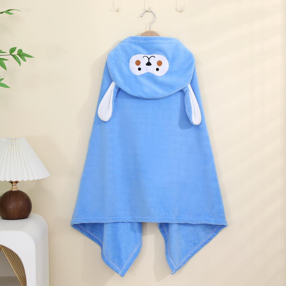 Children's Cartoon Hooded Coral Fleece Bathrobe Cape - Quick-drying Bath Towel Cloak