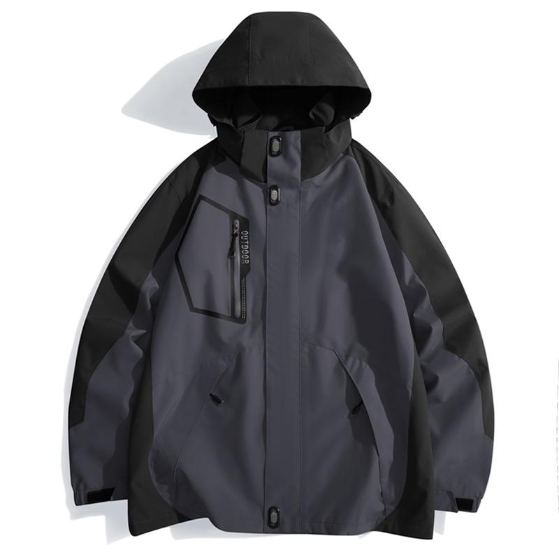 Detachable Hood Mens Windbreaker Jacket Outdoor Casual Workwear Unisex Couple Outerwear