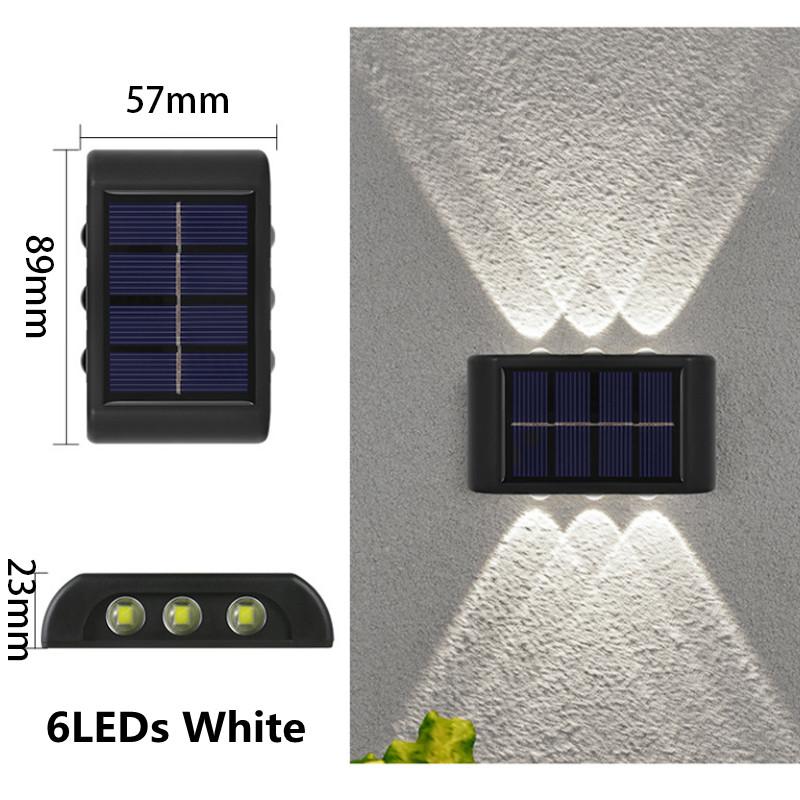 

6 светодиодных настенных светильников на солнечных батареях, водонепроницаемые настенные светильники для сада, забора, виллы, сада, светящиеся вверх и вниз настенные светильники 6 Heads 1 pc белый