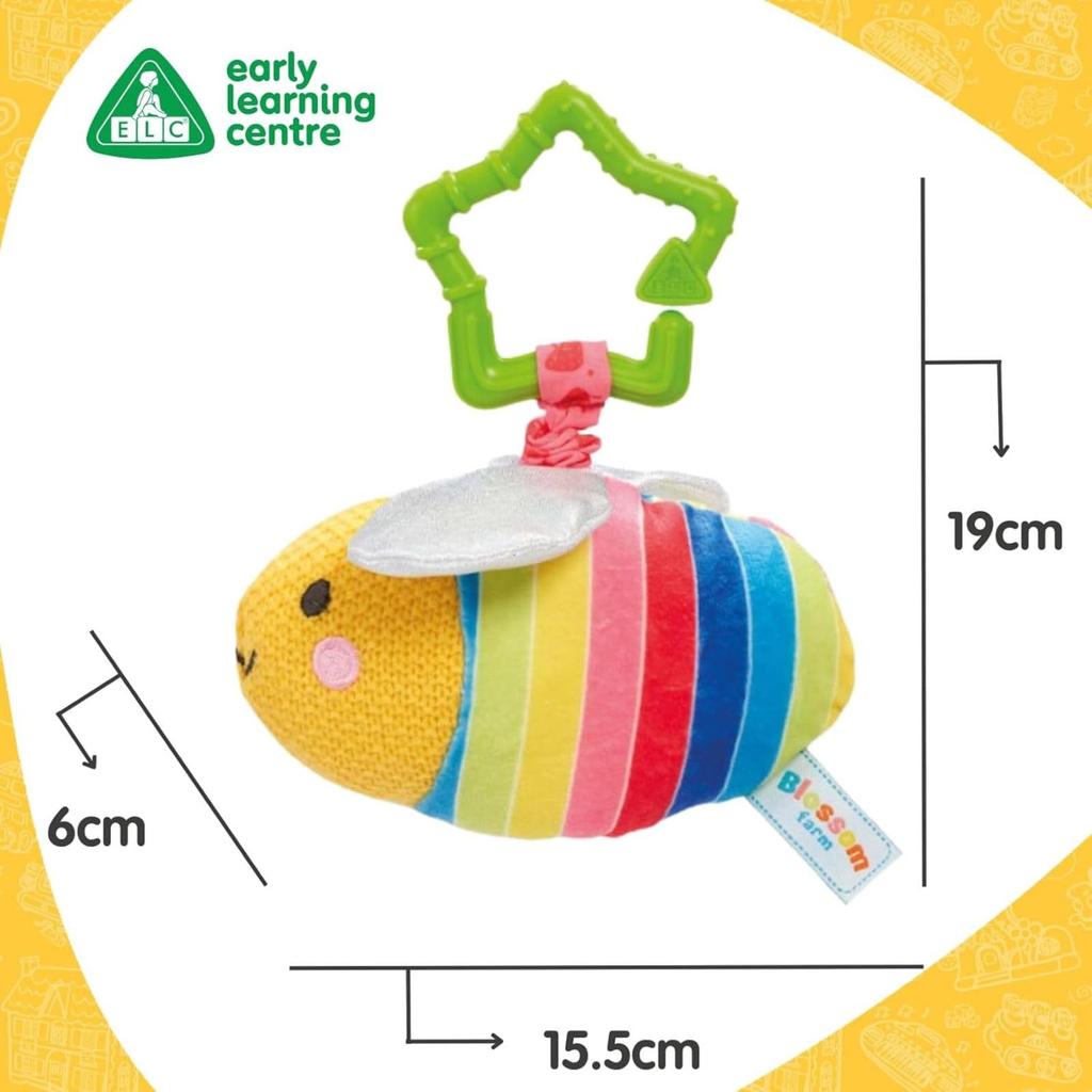 Early Learning Center Sensory-Enhancing Rainbow Honeybee Shake and Squeeze Toy, Doll, Stroller, Car Seat, Baby Toy, Toddler Gift, Baby Shower Gift,