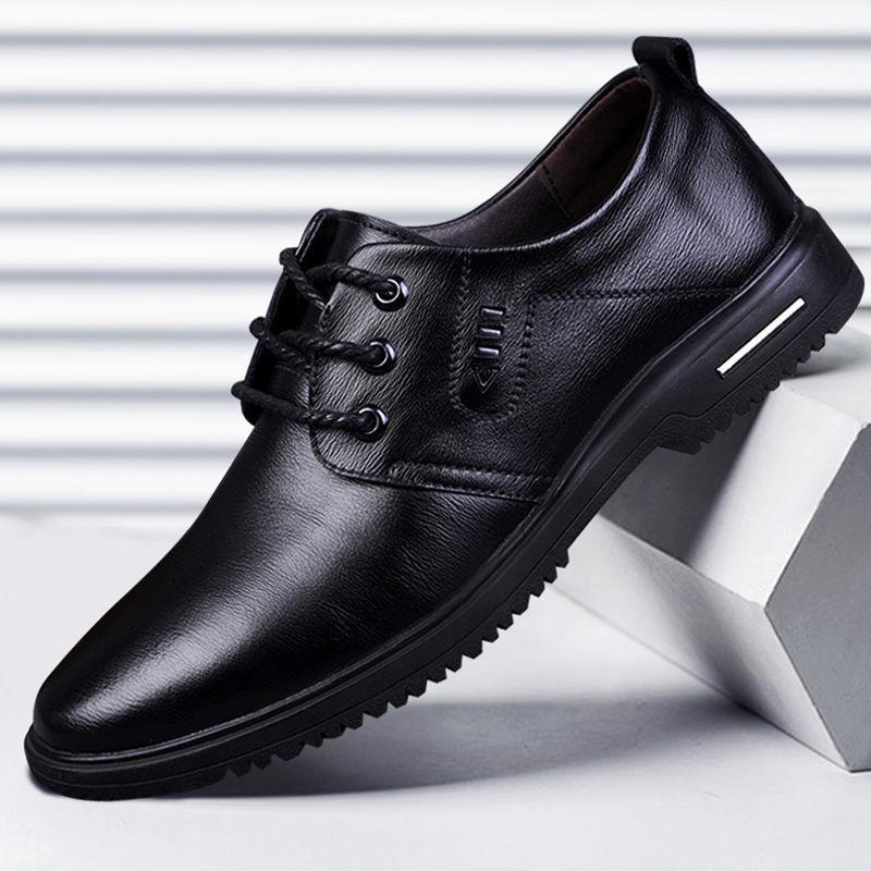 Leather shoes men's soft cowhide spring and summer breathable soft sole business men's trend