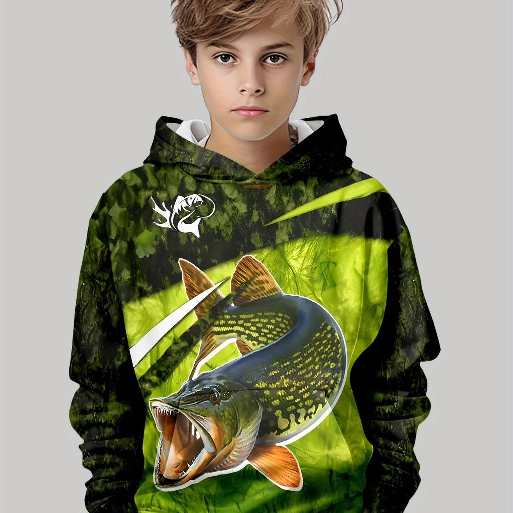 Spring Kids Clothes Boys Hoodies Long Sleeve Creative 3D Fish Print Children Clothes Casual Stylish Outdoor Girl Clothing