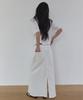 Lonkeu Slit Denim Maxi Skirt (White)