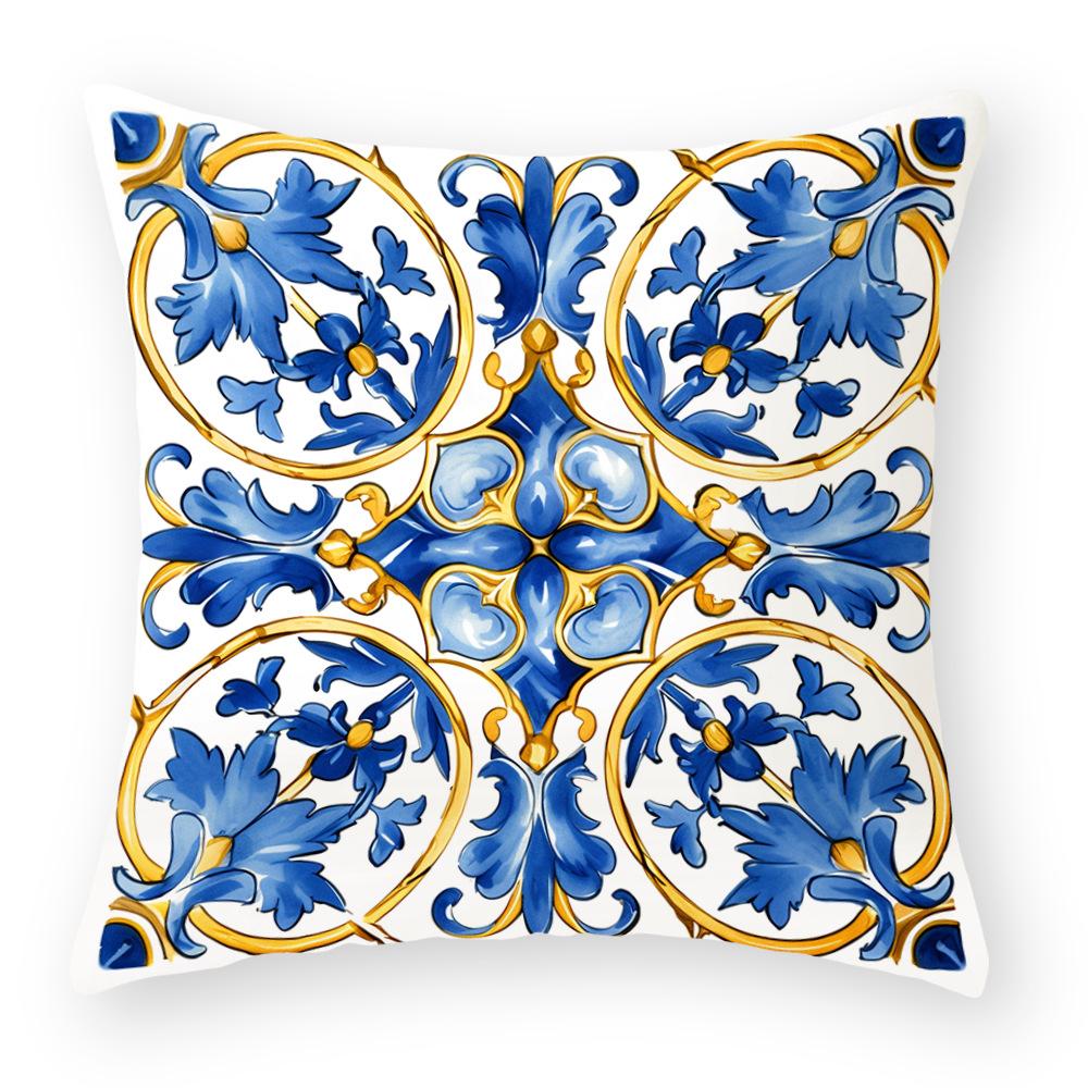 Cotton and Linen Pillowcase Oil Painting Printed Pillowcase Home Sofa Cushion Pillowcase Car Waist Cushion Seat Cushion