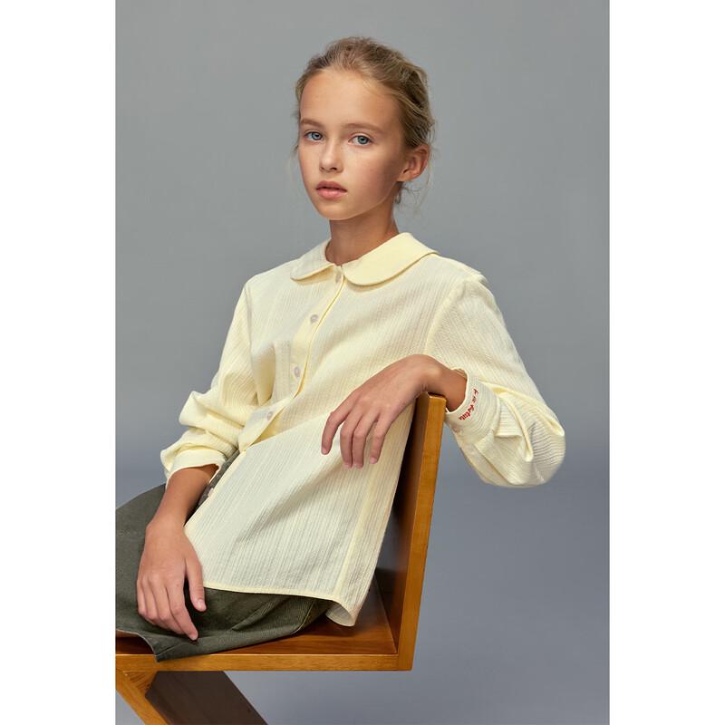 ELLE KIDS Girls' French Style Doll Collar Long-Sleeve Shirt