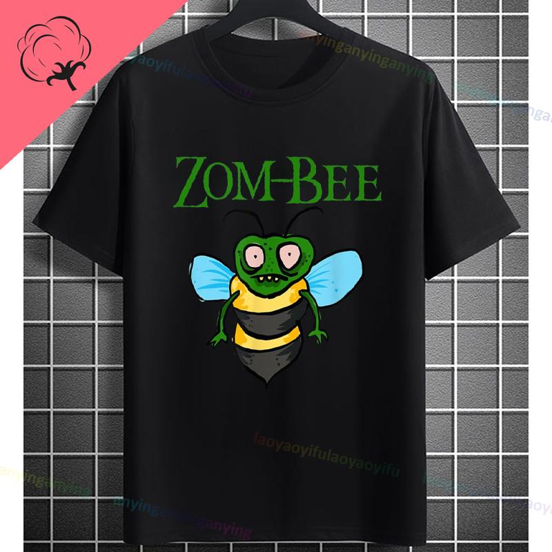 UnisexS Zombie Bee Apocalypse Graphic TShirt with Creepy Undead Horror Design Black Pure Cotton Shortsleeve Tee Outdoor Clothing