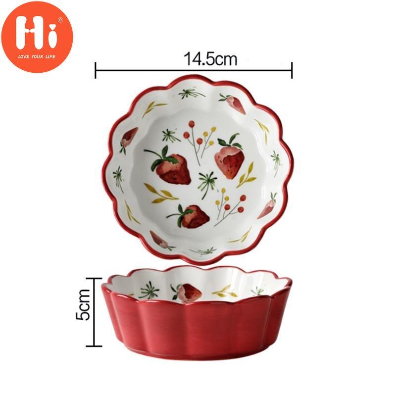 Hi Nordic Simple Hand Painted Ceramic Salad Cake Bowl Colorful Porcelain Soup Fruit Bowl Lace Rice Dessert Snack Bowl Tableware