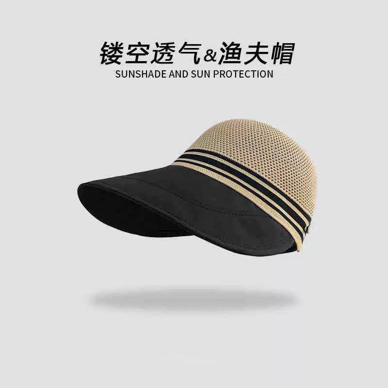 Big Brim Sun Hat Women's Spring and Summer New Mesh Breathable Anti-fly-woven Hat Top Outdoor Travel Anti-ultraviolet Hat