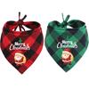 2PCS Christmas Dog Bandanas Holiday Dog Scarf Triangle Reversible Merry Christmas Santa Print Pet Outfit Winter Xmas Pet Scarf