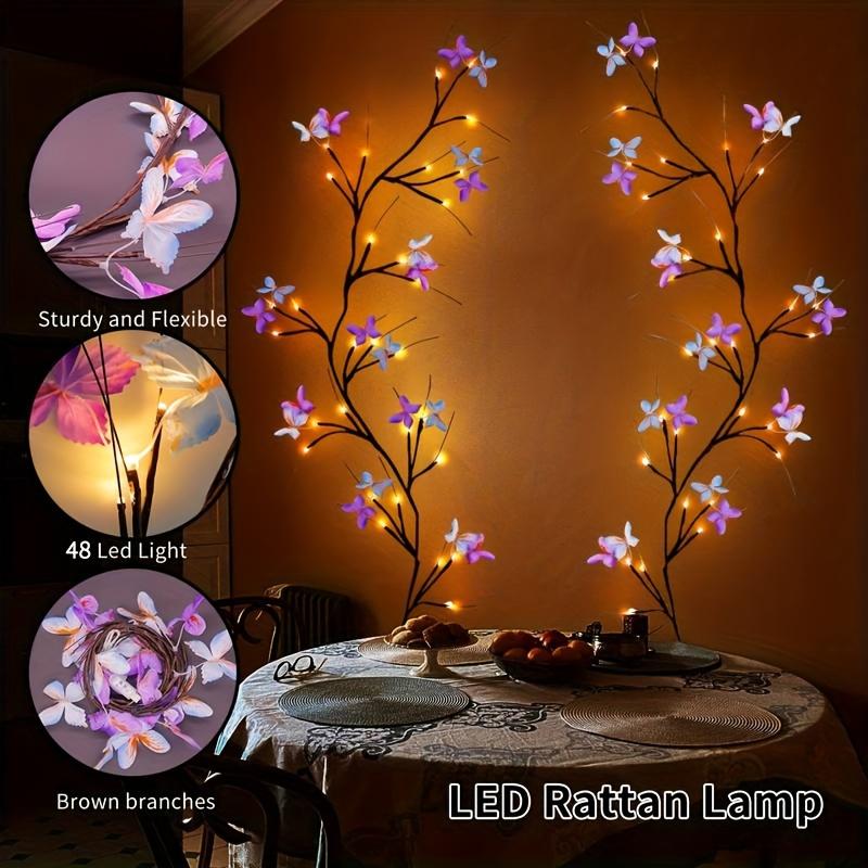 Butterfly Branch LED Light Powered by USB, 8 Modes Artificial Branch Light String Includes 30 LED Lights for Bedrooms, Weddings