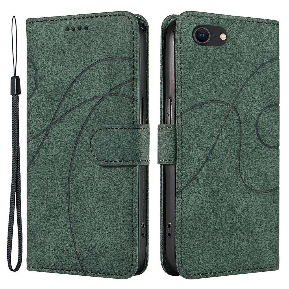 

Leather Case for iPhone 6/6s/7/8/SE (2020)/SE (2022),Imprinted Line Wallet Stand Phone Cover Green