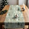 Sage Green Christmas Tree Table Runner - Boho Scandinavian Style Holiday Decor, Soft Linen Feel For Dining Table Christmas Party