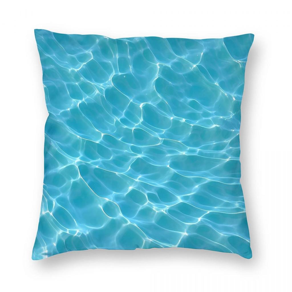 Turquoise Blue Water Ripples Square Pillowcase Polyester Linen Velvet Creative Zip Decor Pillow Case Sofa Cushion Cover