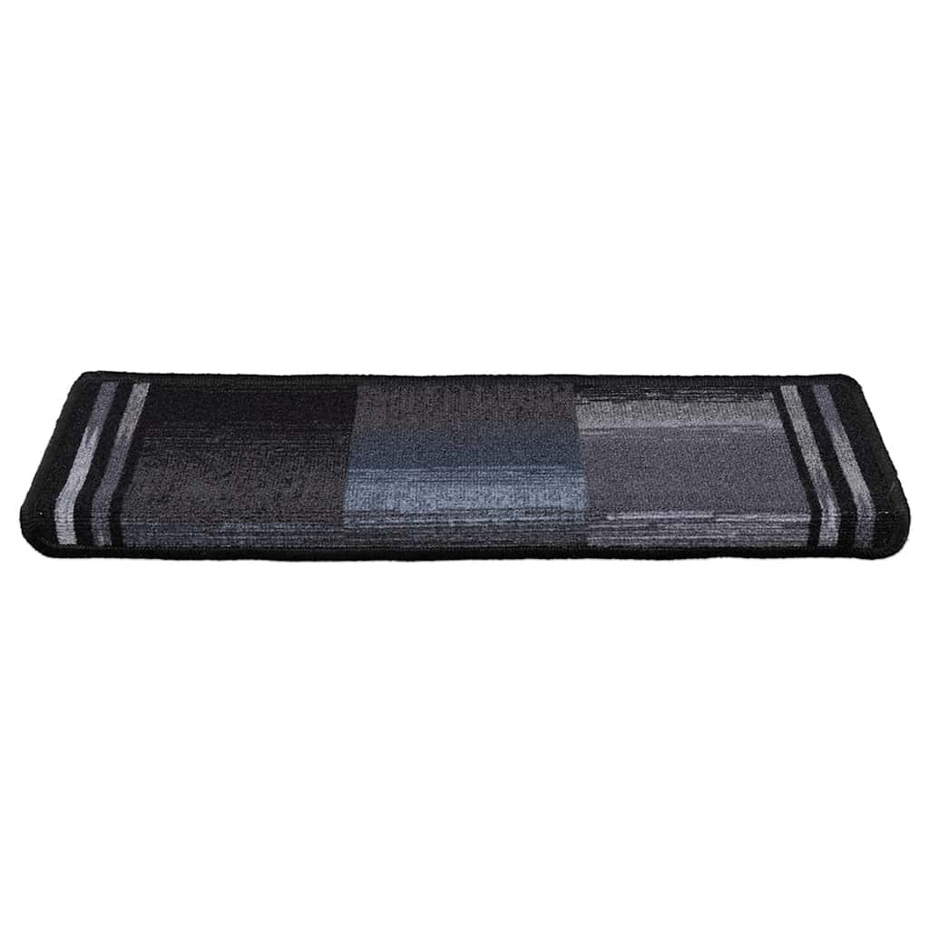 vidaXL Treppenmatten Selbstklebend 15 Stk. 65x21x4 cm Schwarz und Grau