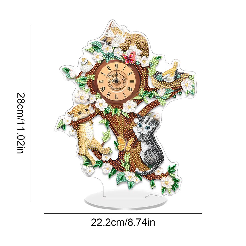 Acrylic Special Shape Flower Bird DIY Crystal Diamond Clock Diamond Painting Clock Handicraft Diamond Painting Clock for Desktop