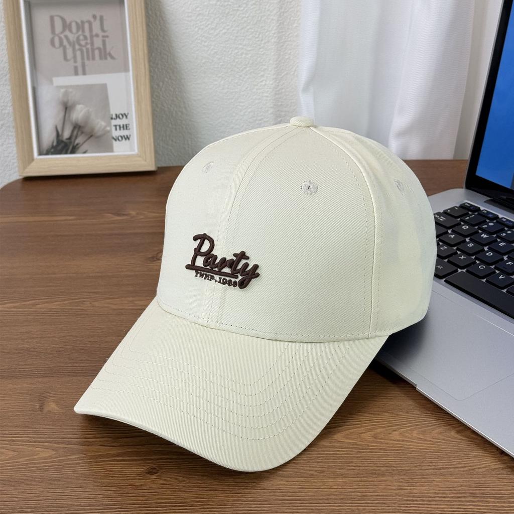 Fashion Hat American Embroidery Letter Baseball Cap Wide Brim Hard Top Cap White Spring and Summer Male and Female Couples Tide Show Small Tide