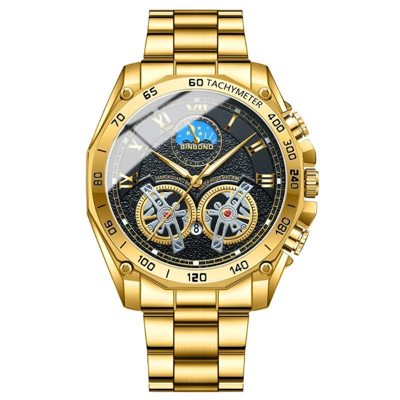 Binbang BINBOND Double Tourbillon Hollow Watch Men s Multifunctional Fashion Luminous Waterproof Quartz Watch