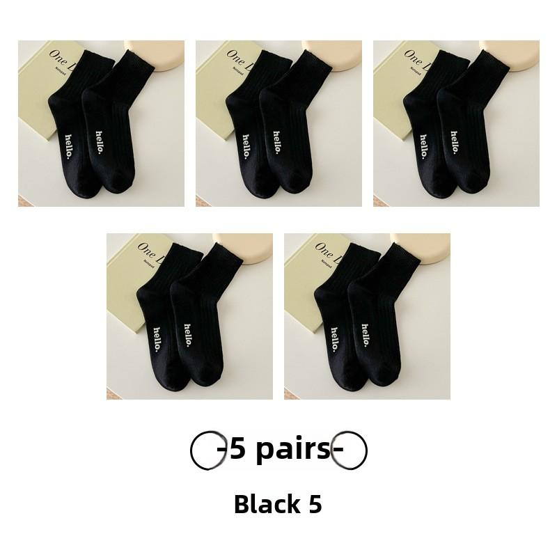 5 Pairs of New and Fresh Mid Calf Cotton Socks for Women In Autumn and Winter