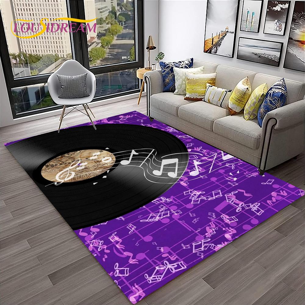 Muzyka Sztuka 3D Płyta Winylowa Retro Dywanik Dywan do Domu Salon Sypialnia Sofa Wycieraczka Dekor, Dywanik do Zabawy dla Dzieci Antypoślizgowa Mata Podłogowa
