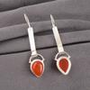 Carnelian Gemstone 925 Sterling Silver Jewelry Handmade Pear Shape Earrings 2.3" EE-166-19