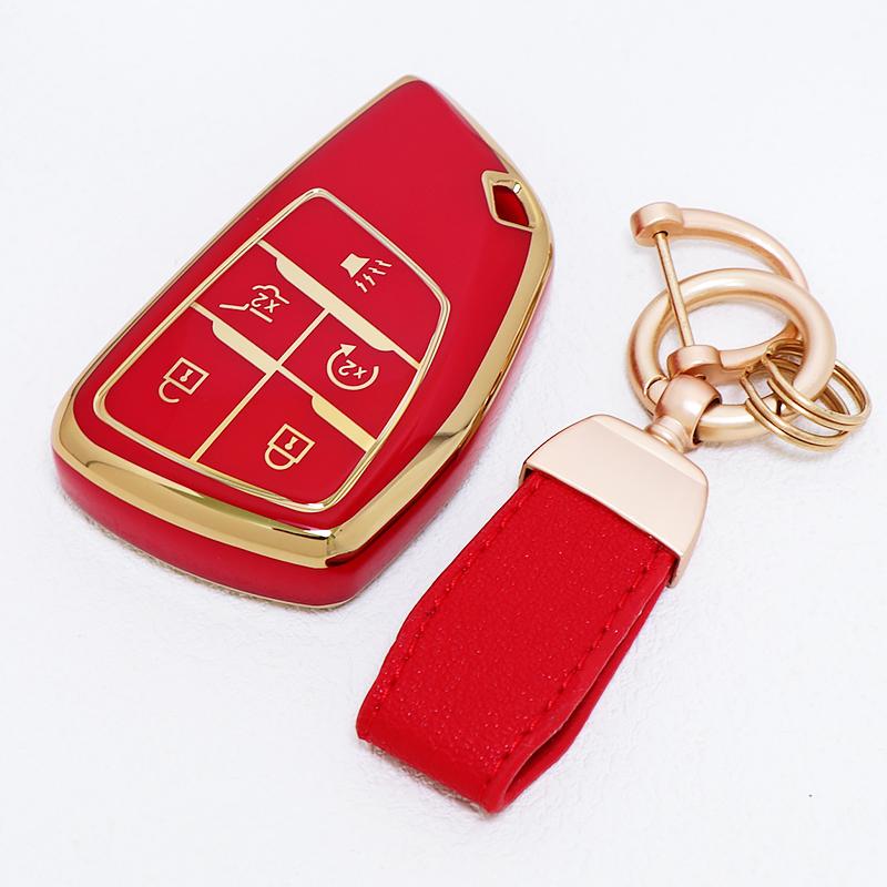 For GMC Yukon Gold Edge TPU Shell for Buick ENVISION S Plus Avenir for Chevrolet Tahoe Suburban Car Key Case Fob Cover