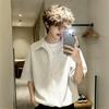 Striped Shirt men Japanese Casual Oversize Trend Black Unisex gothic Short Sleeved Blouses
